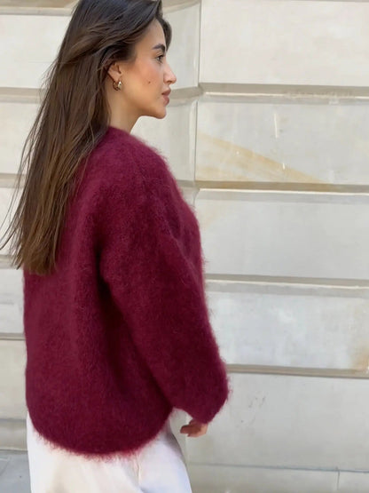 Jersey de mohair para mujer - Jersey de punto suave y esponjoso de lana