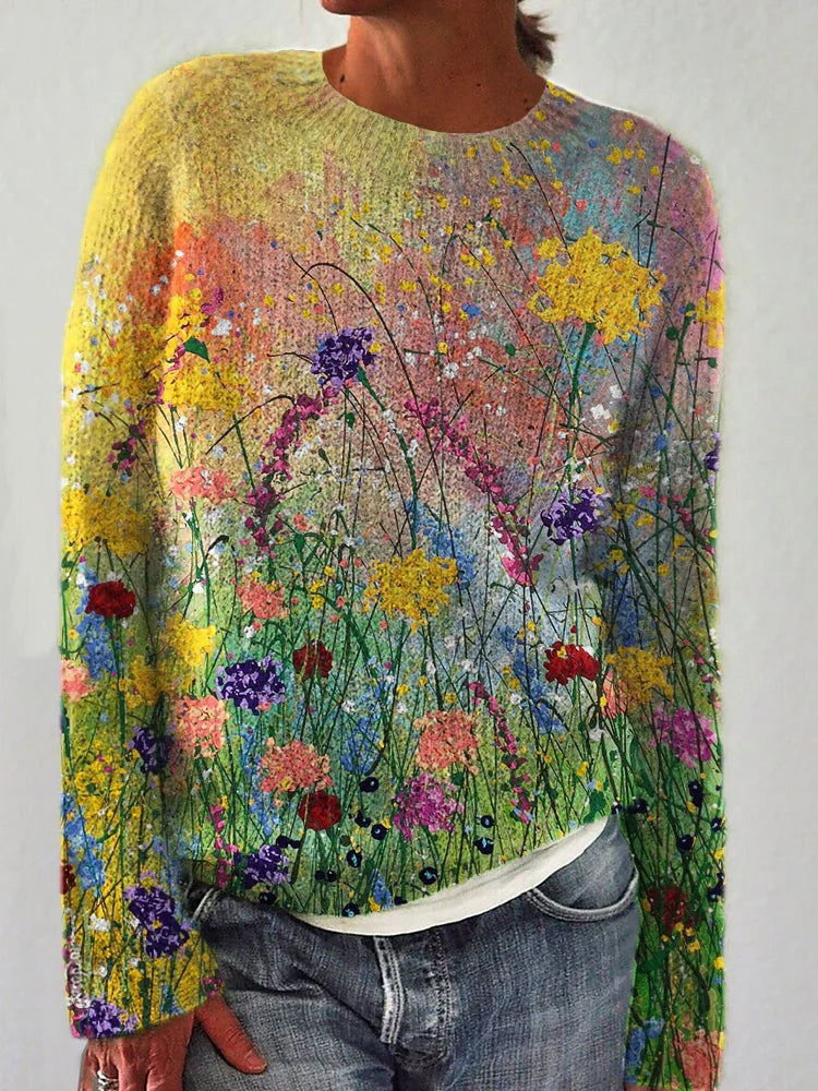 Jersey de mujer con elegante estampado floral – Calidez y elegancia refinada