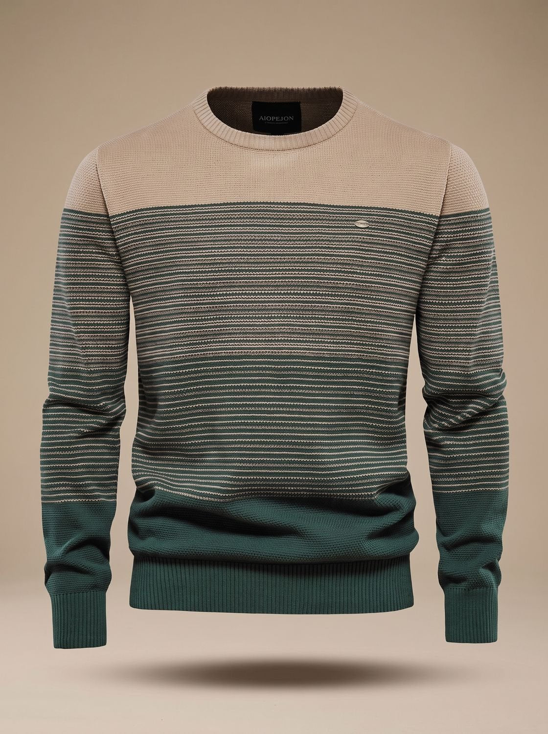 Jersey de punto de cuello redondo a rayas en bloques de color para hombre