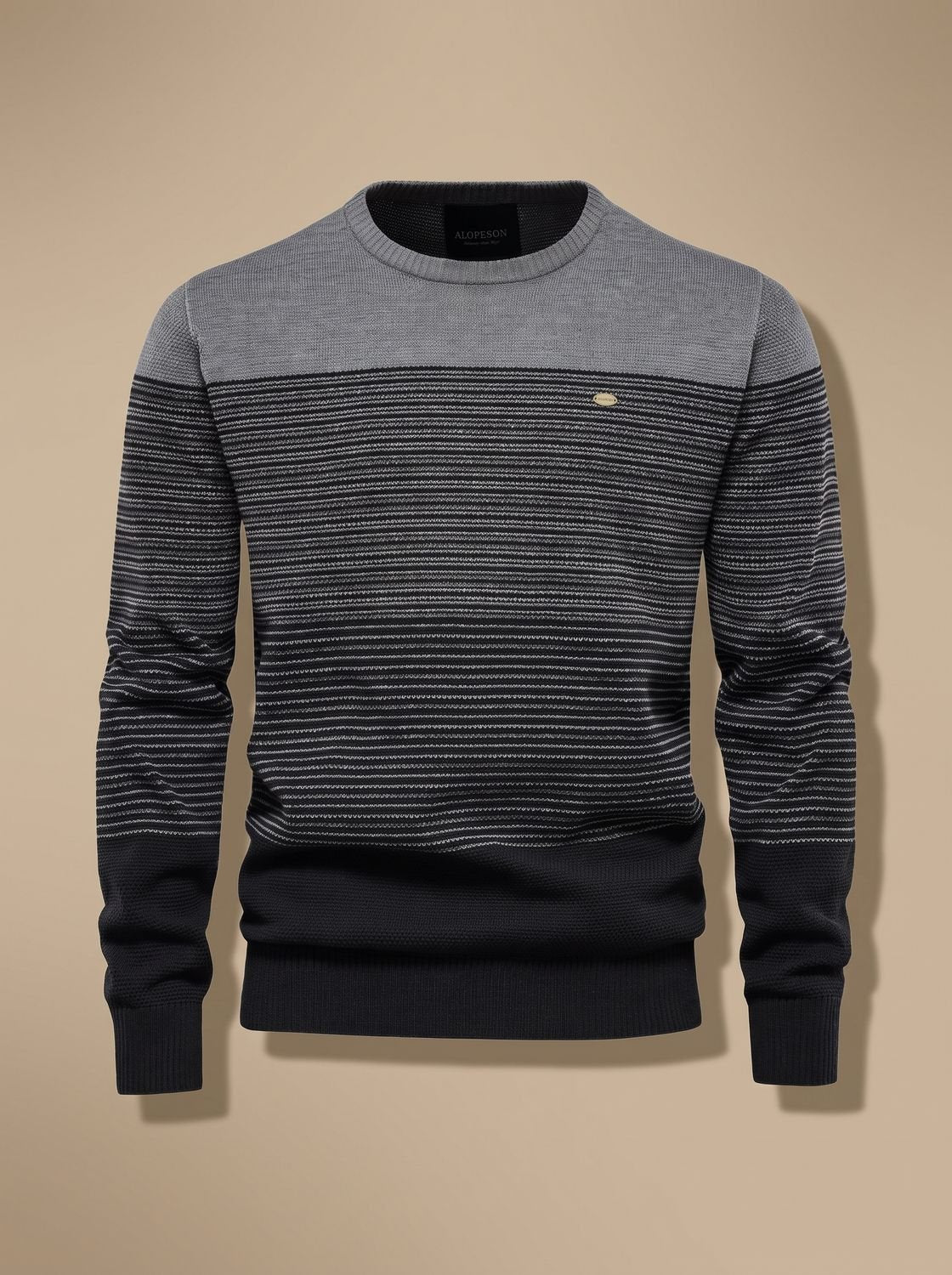 Jersey de punto de cuello redondo a rayas en bloques de color para hombre