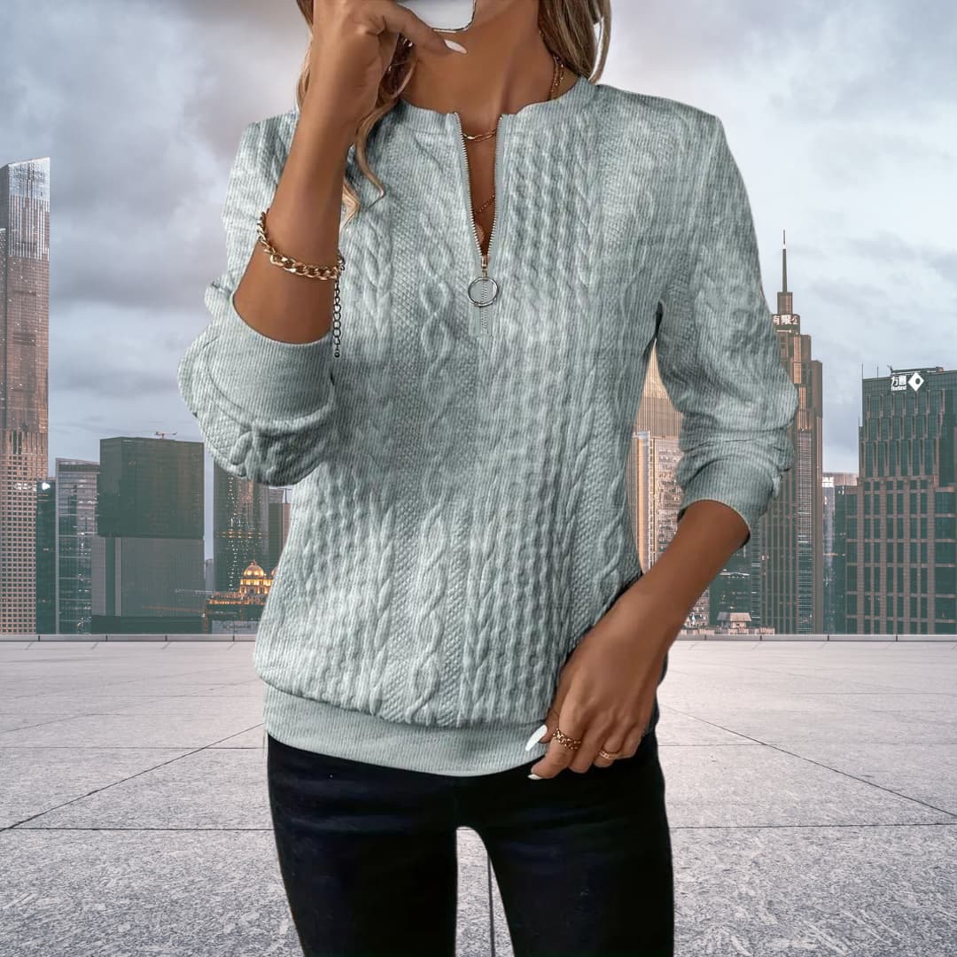 Jersey de punto de ochos con cremallera para mujer
