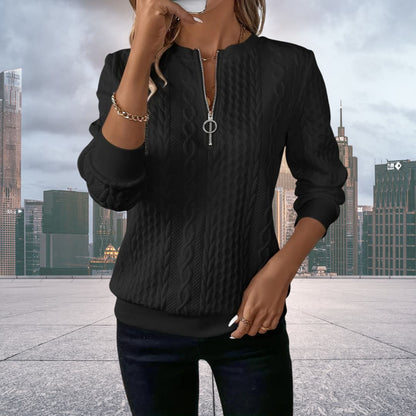 Jersey de punto de ochos con cremallera para mujer