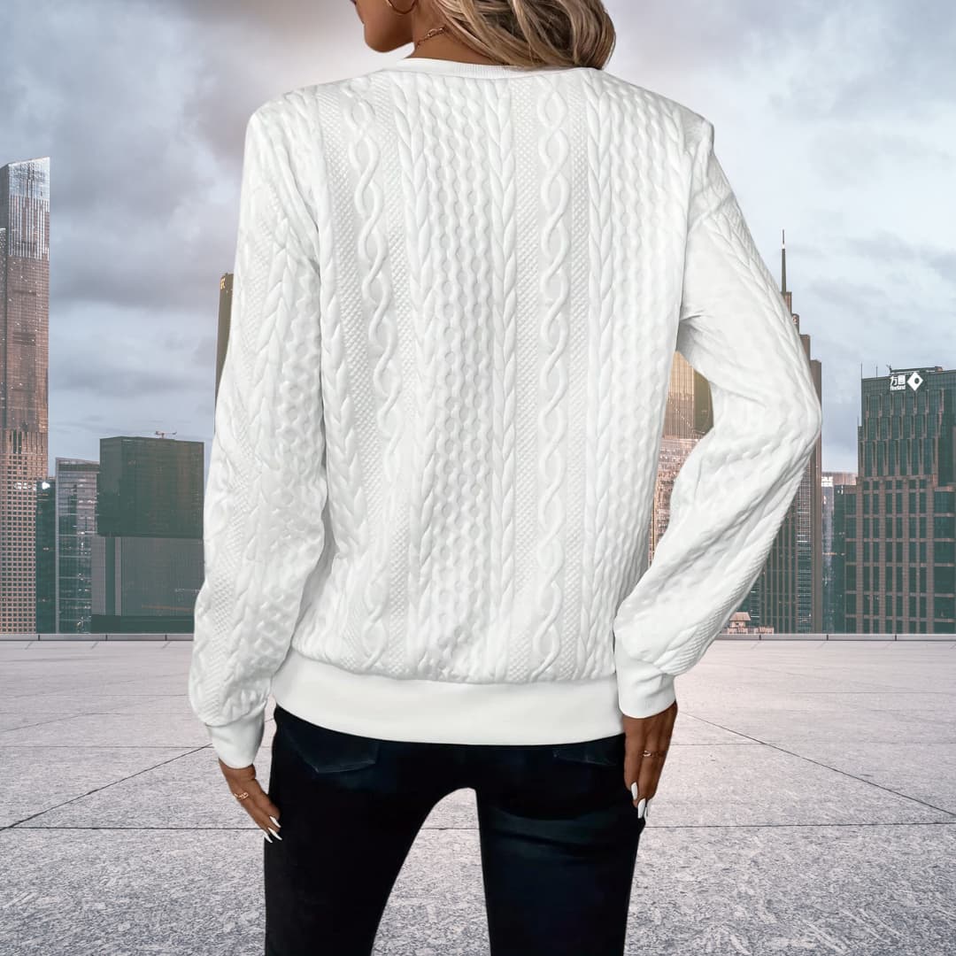 Jersey de punto de ochos con cremallera para mujer