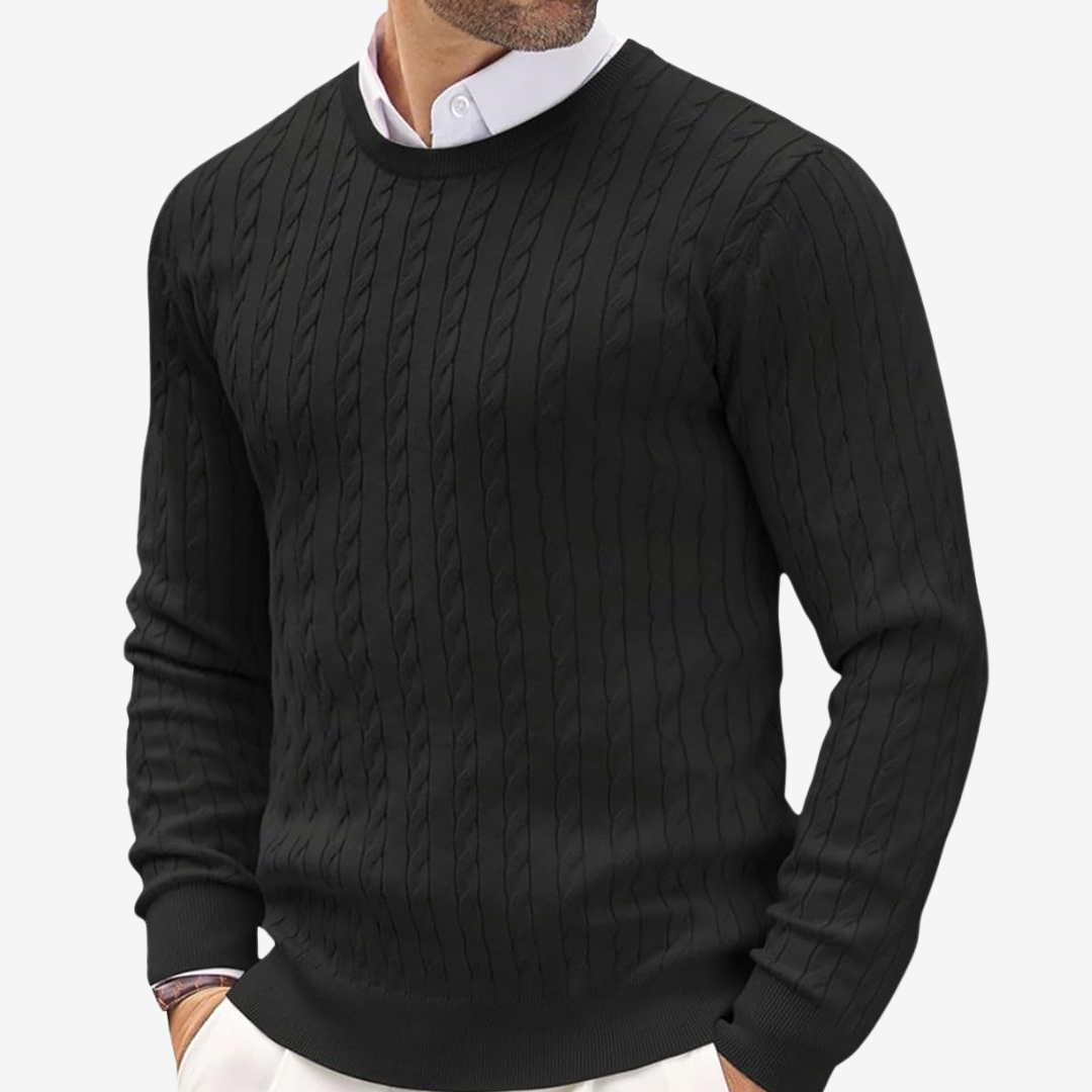 Jersey de punto de ochos con cuello redondo para hombre