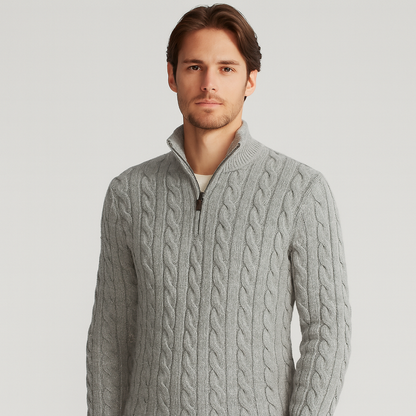 Jersey de punto de ochos con media cremallera para hombre