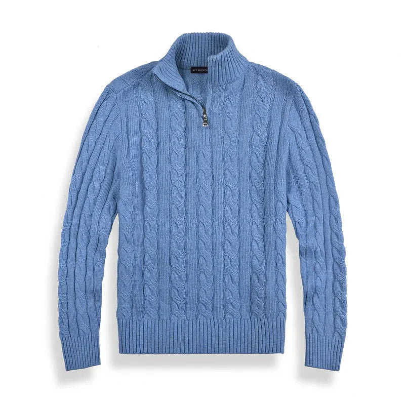 Jersey de punto de ochos con media cremallera para hombre