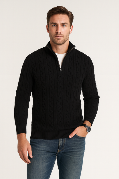 Jersey de punto de ochos con media cremallera para hombre