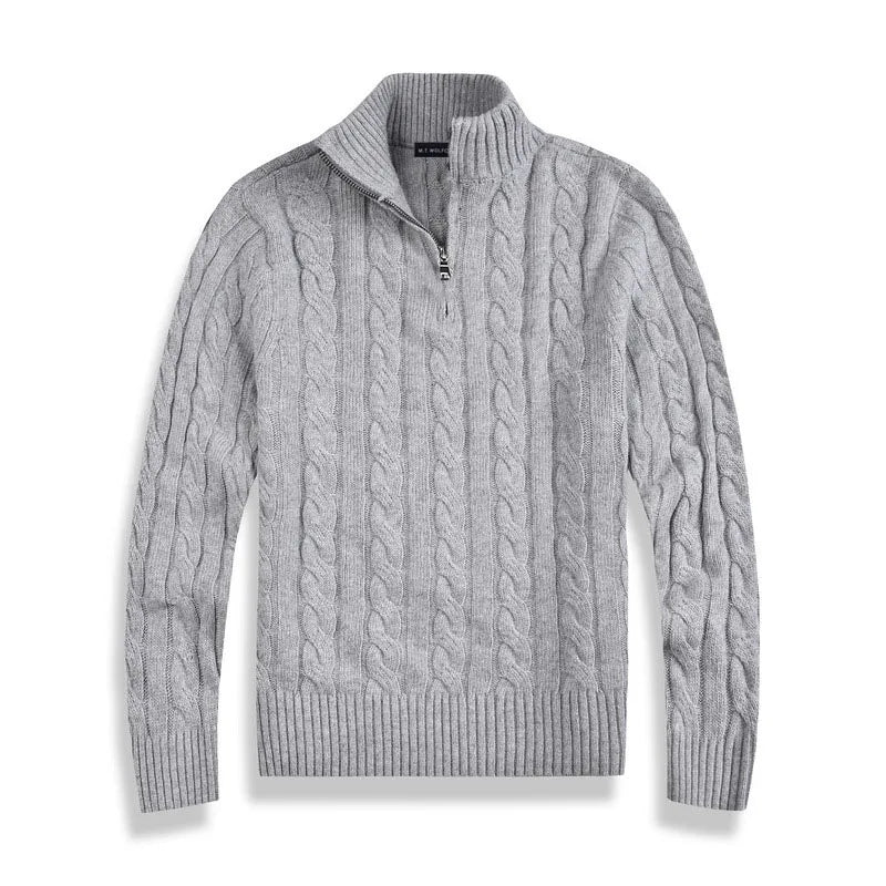 Jersey de punto de ochos con media cremallera para hombre