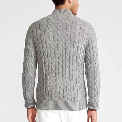 Jersey de punto de ochos con media cremallera para hombre