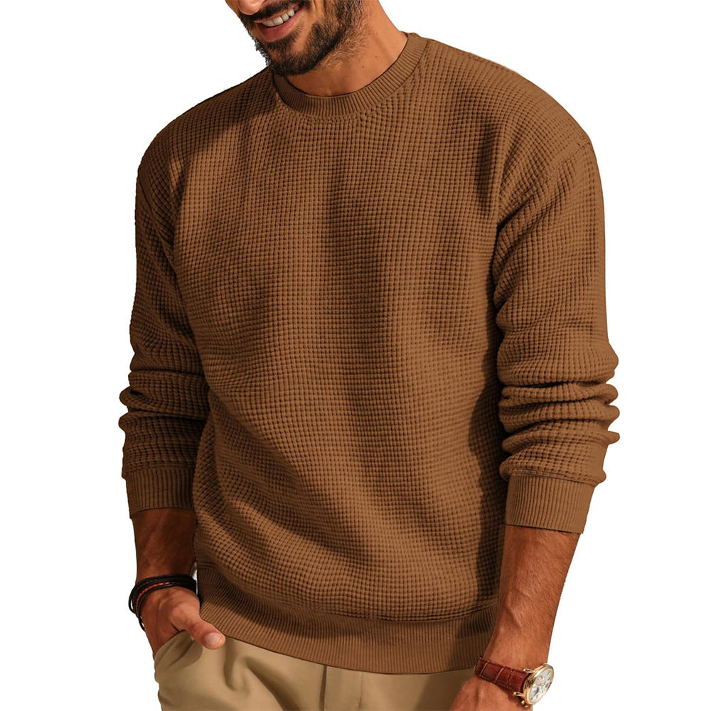 Jersey de punto gofre con cuello redondo para hombre
