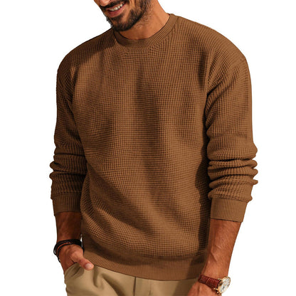 Jersey de punto gofre con cuello redondo para hombre