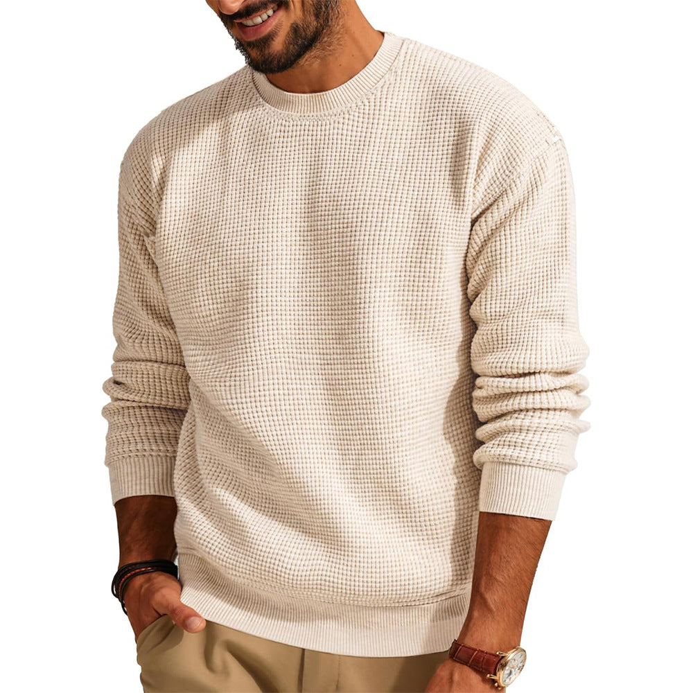 Jersey de punto gofre con cuello redondo para hombre