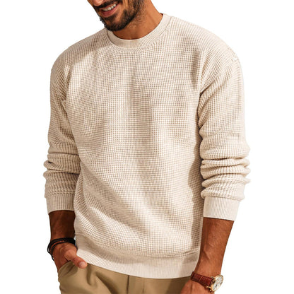 Jersey de punto gofre con cuello redondo para hombre