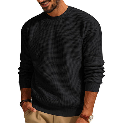 Jersey de punto gofre con cuello redondo para hombre