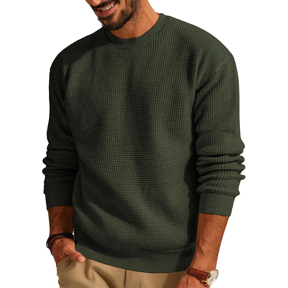 Jersey de punto gofre con cuello redondo para hombre