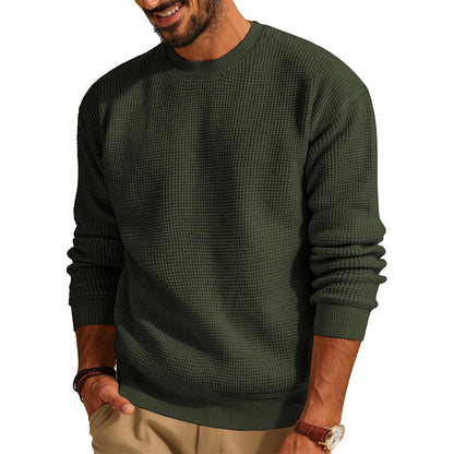 Jersey de punto gofre con cuello redondo para hombre