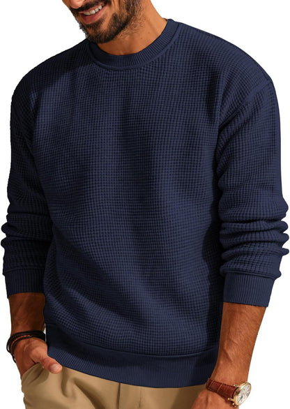 Jersey de punto gofre con cuello redondo para hombre