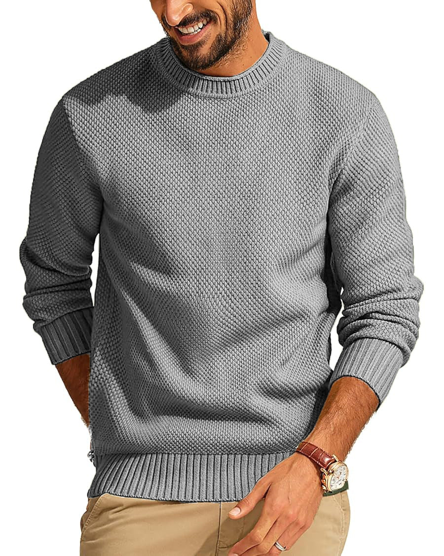 Jersey de punto gofre con cuello redondo para hombre