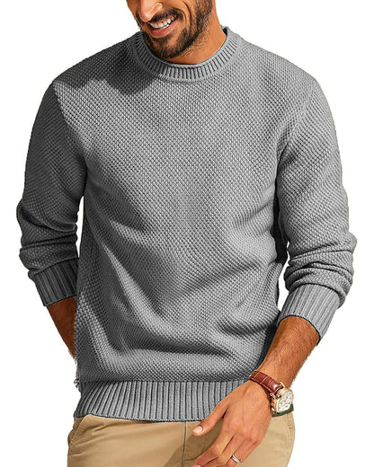 Jersey de punto gofre con cuello redondo para hombre