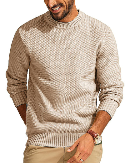 Jersey de punto gofre con cuello redondo para hombre