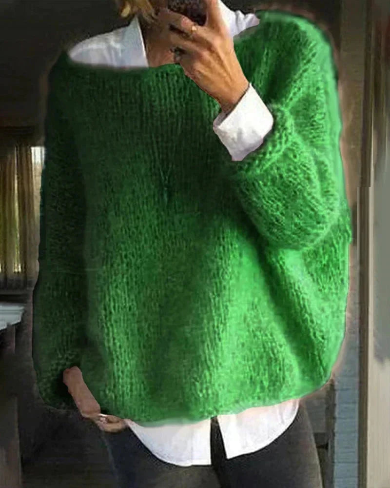 Jersey de punto suave para mujer con manga larga y ajuste cómodo para invierno