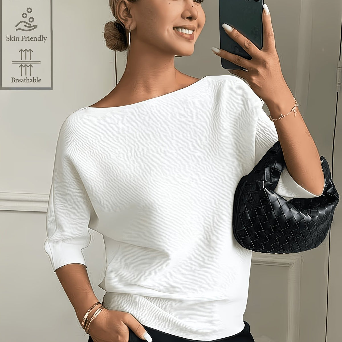 Jersey elegante con cuello barco