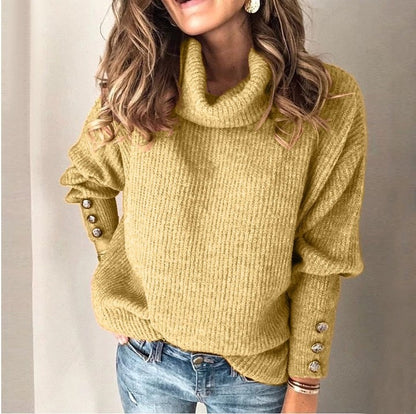 Jersey ligero de cuello alto para mujer