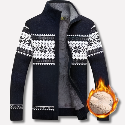Jersey nórdico para hombre con cremallera y forro polar