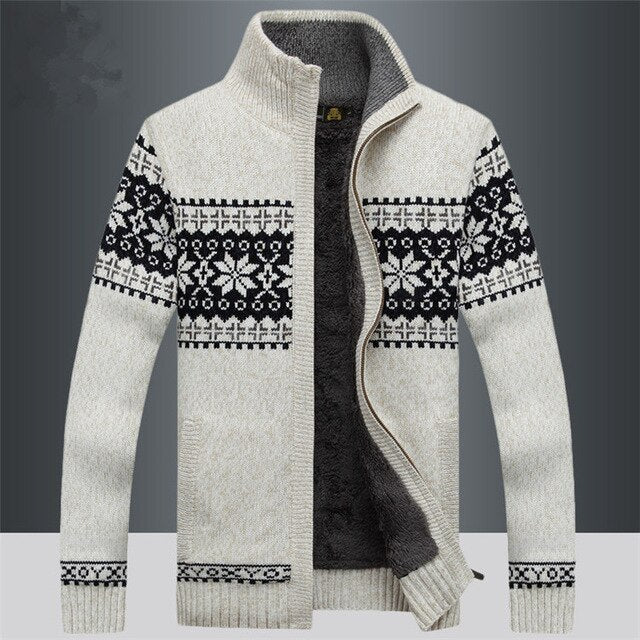 Jersey nórdico para hombre con cremallera y forro polar