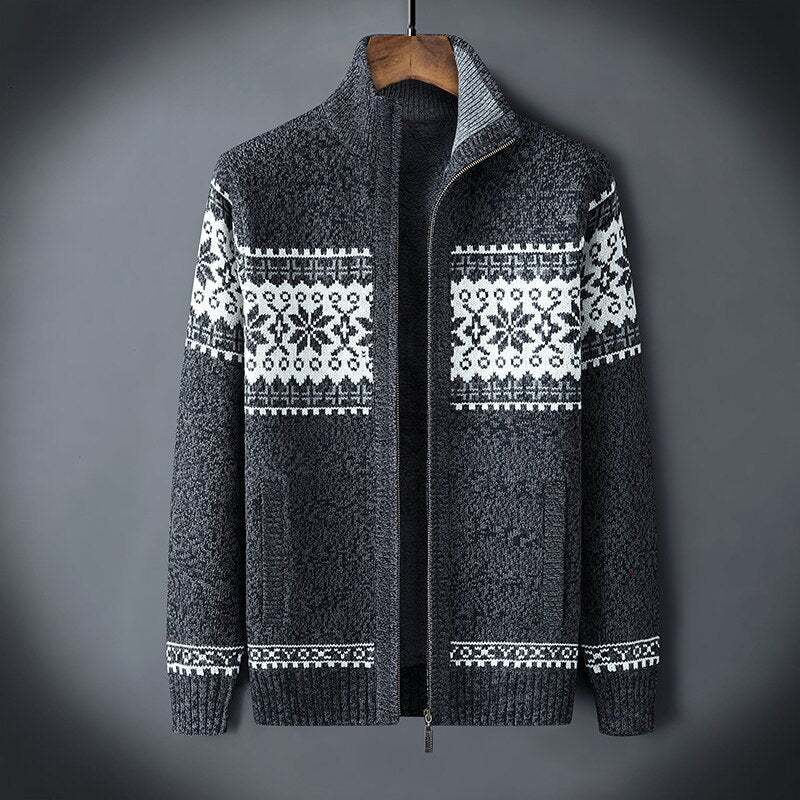 Jersey nórdico para hombre con cremallera y forro polar