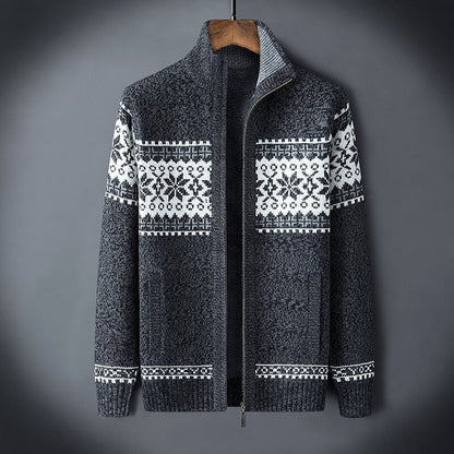 Jersey nórdico para hombre con cremallera y forro polar