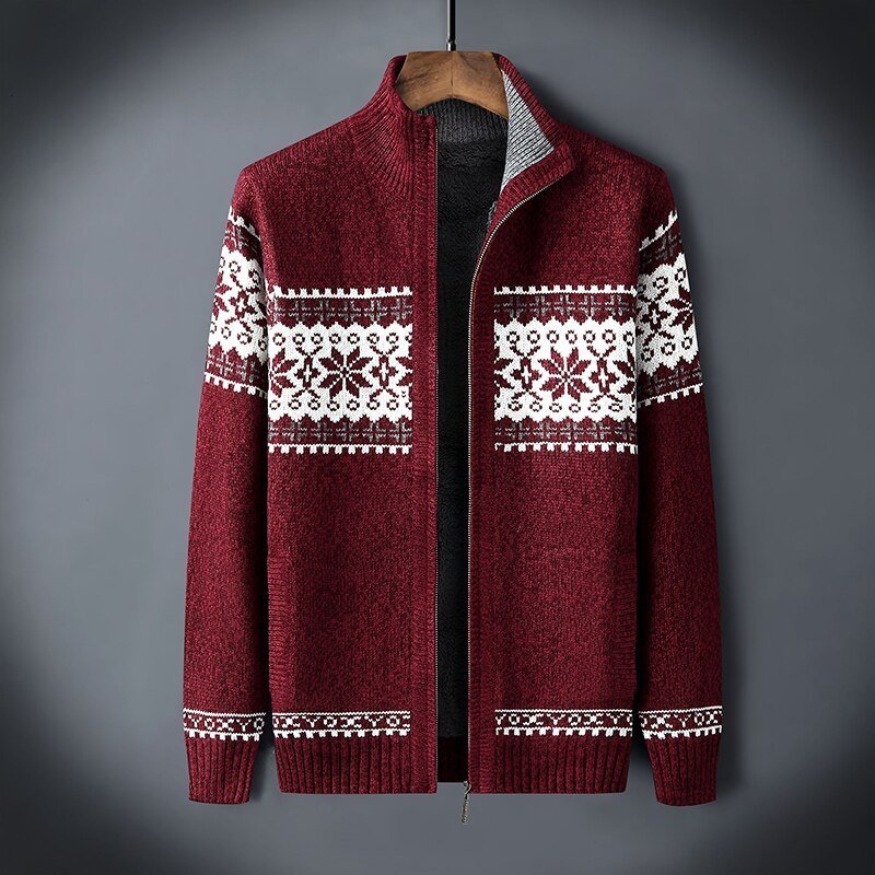 Jersey nórdico para hombre con cremallera y forro polar