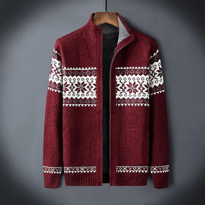 Jersey nórdico para hombre con cremallera y forro polar