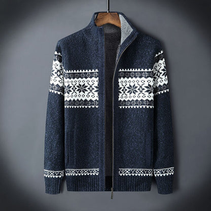 Jersey nórdico para hombre con cremallera y forro polar