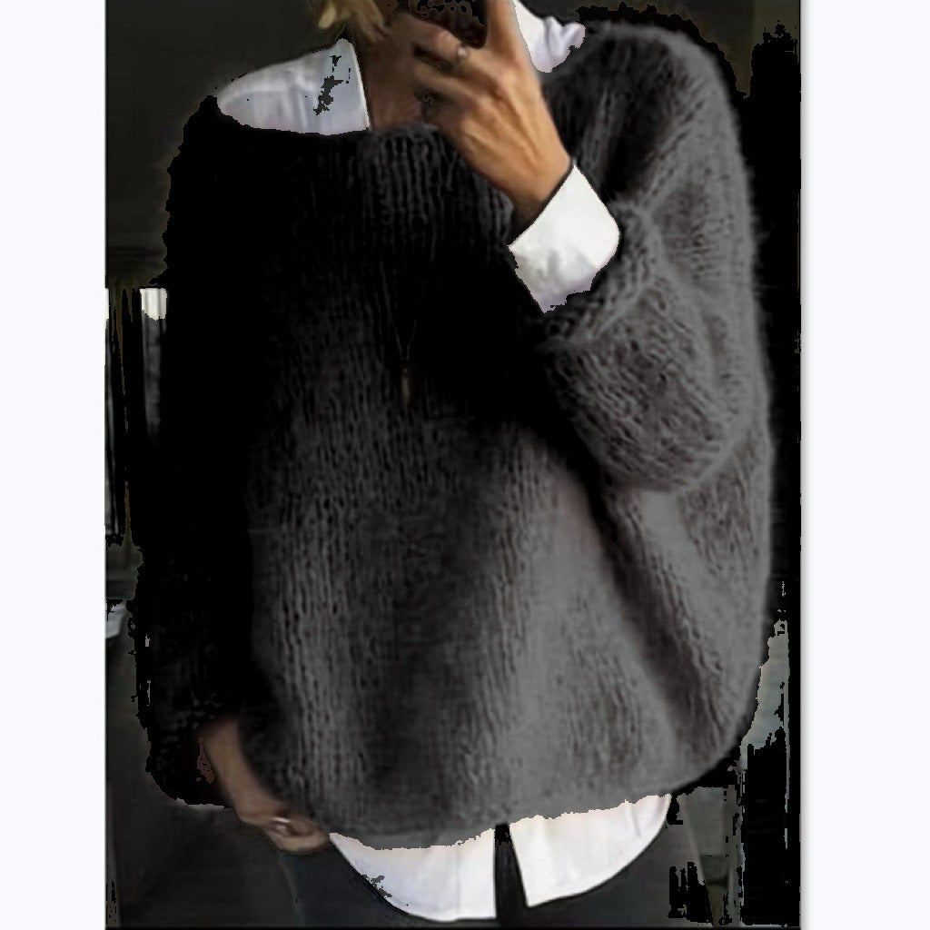 Jersey oversize muy suave con cuello barco para mujer