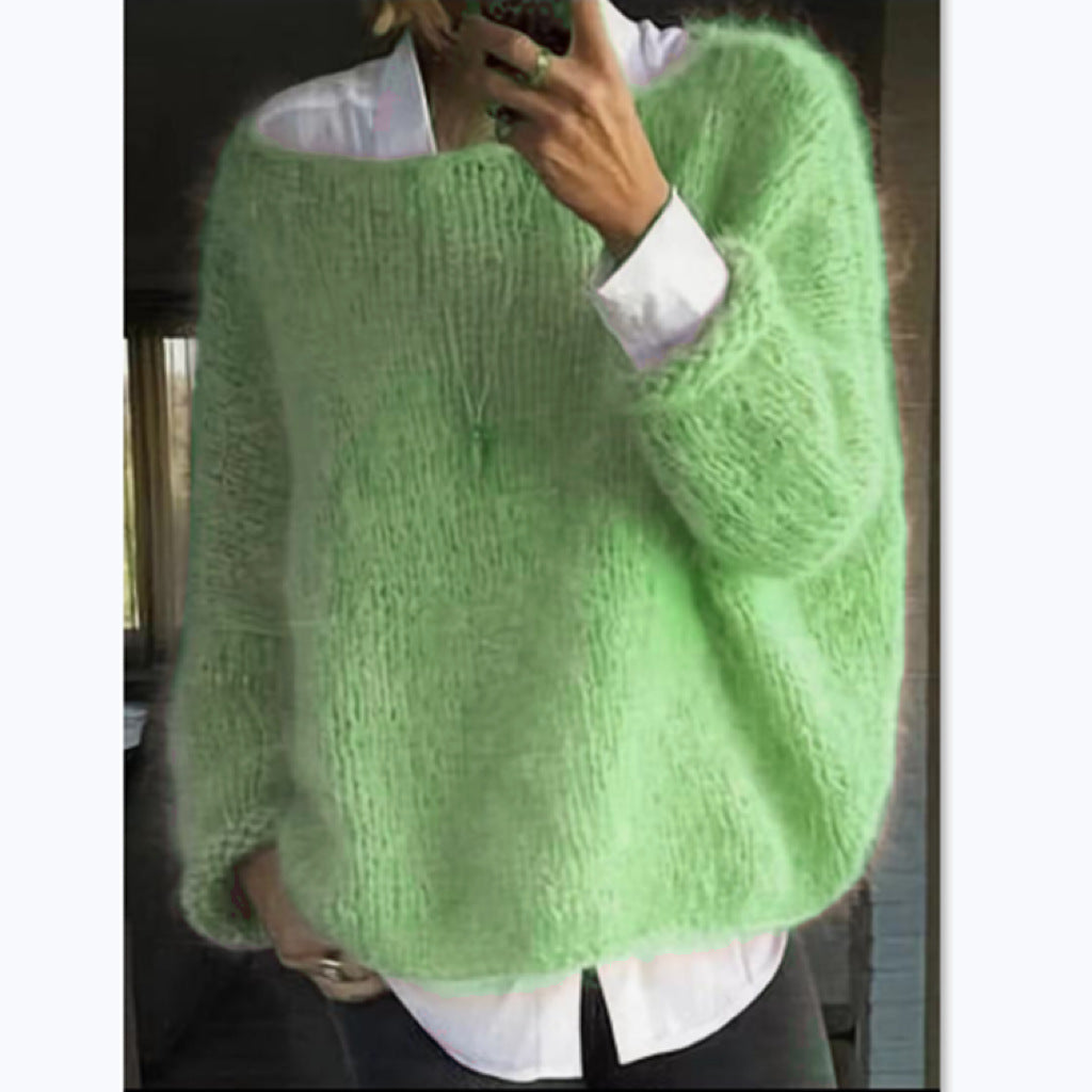 Jersey oversize muy suave con cuello barco para mujer