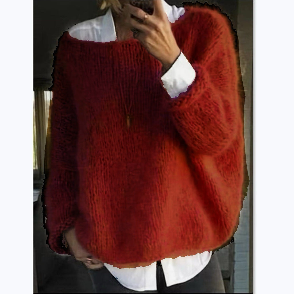 Jersey oversize muy suave con cuello barco para mujer