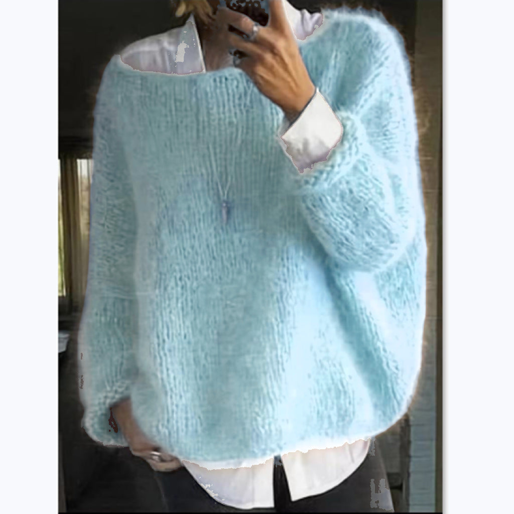 Jersey oversize muy suave con cuello barco para mujer