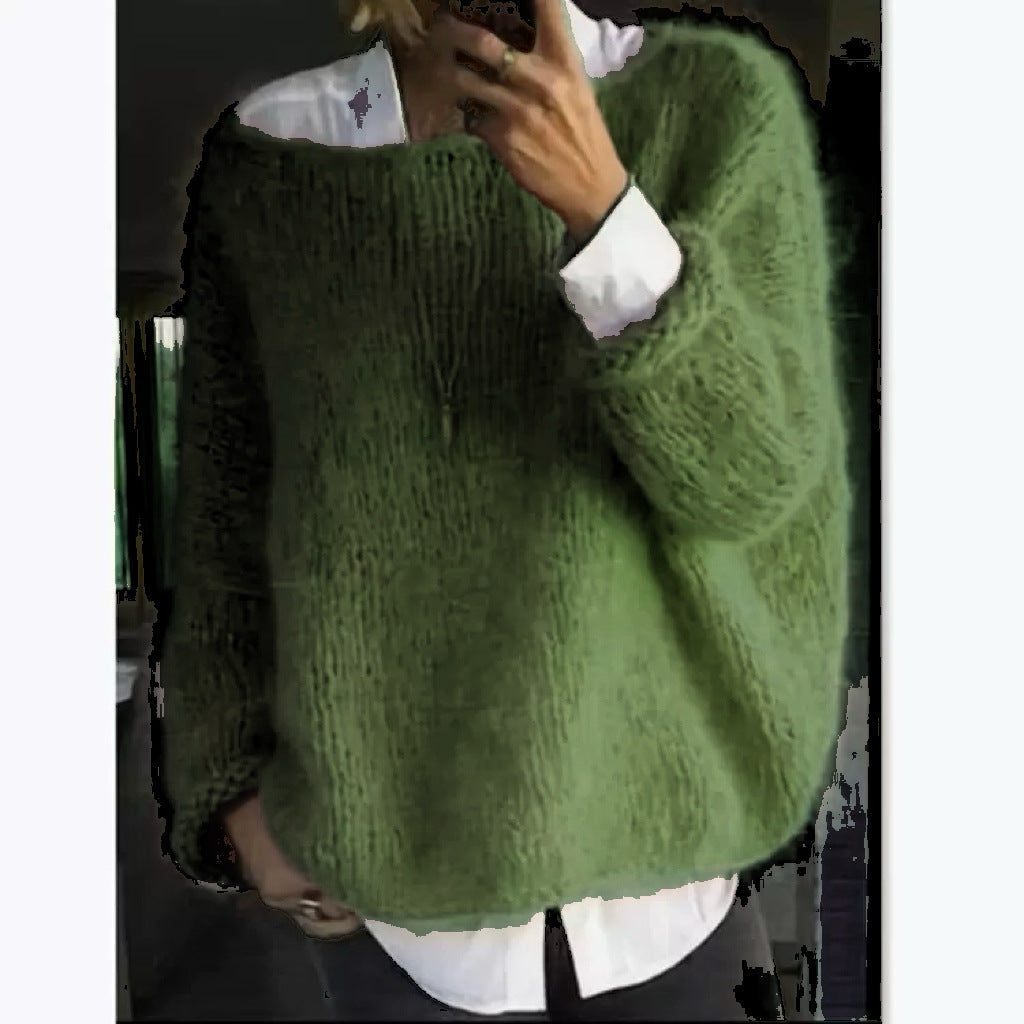 Jersey oversize muy suave con cuello barco para mujer