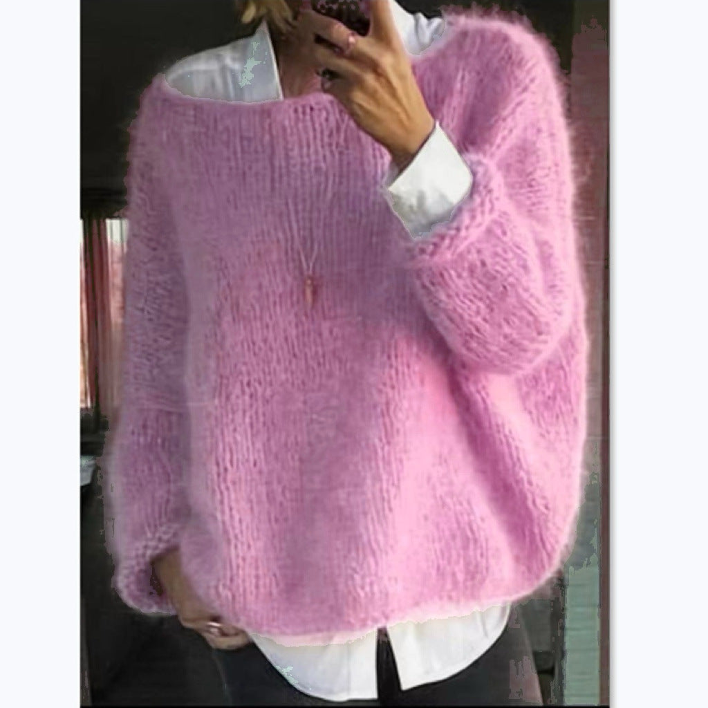 Jersey oversize muy suave con cuello barco para mujer