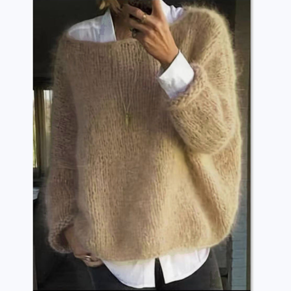 Jersey oversize muy suave con cuello barco para mujer