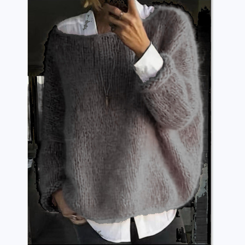 Jersey oversize muy suave con cuello barco para mujer