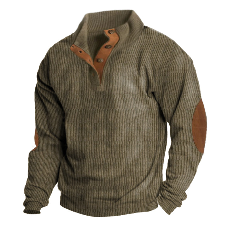 Jersey para hombre con cuello de botones y coderas