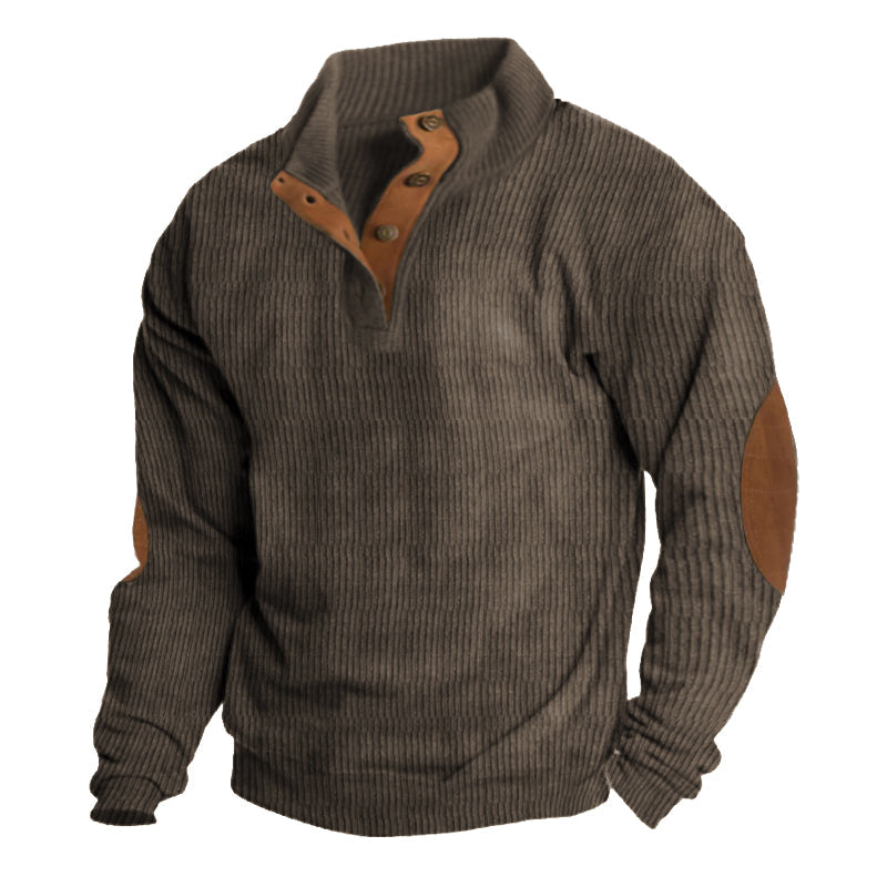Jersey para hombre con cuello de botones y coderas