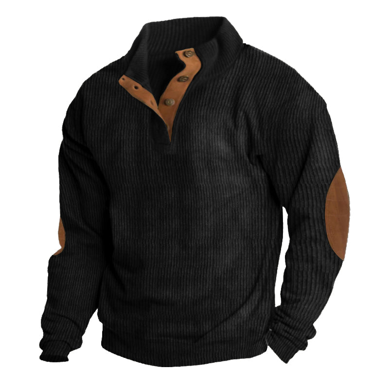 Jersey para hombre con cuello de botones y coderas