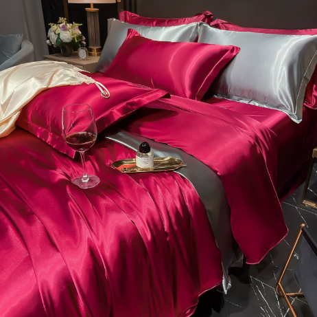 Juego completo de ropa de cama de seda de lujo