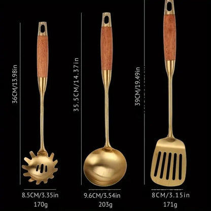 Juego de 6 utensilios de cocina dorados