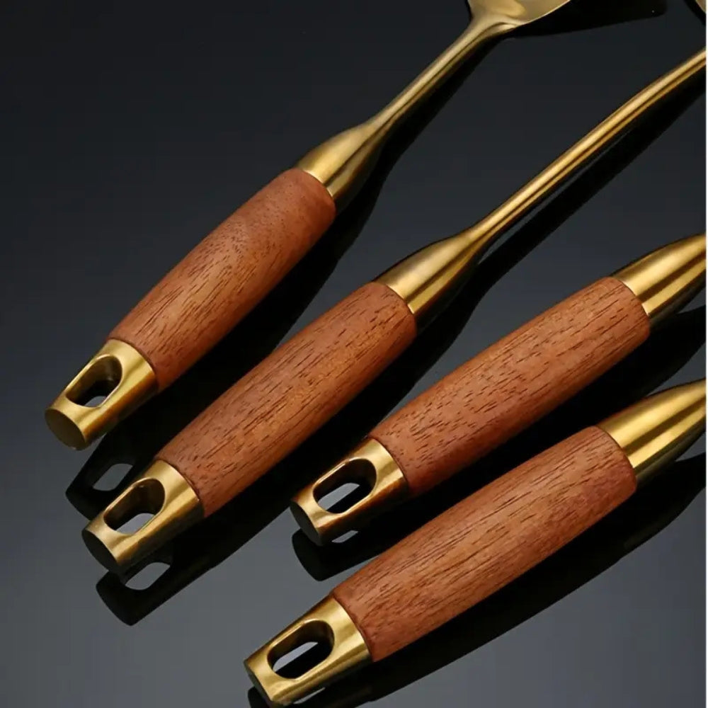 Juego de 6 utensilios de cocina dorados