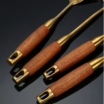 Juego de 6 utensilios de cocina dorados