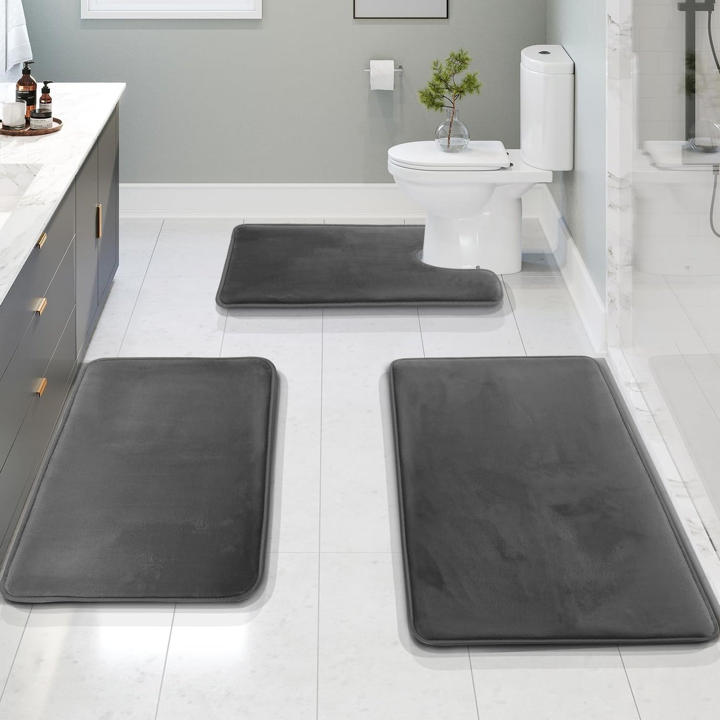 Juego de Alfombrillas de Baño de Espuma de Memoria Antideslizante Lavable | Selano